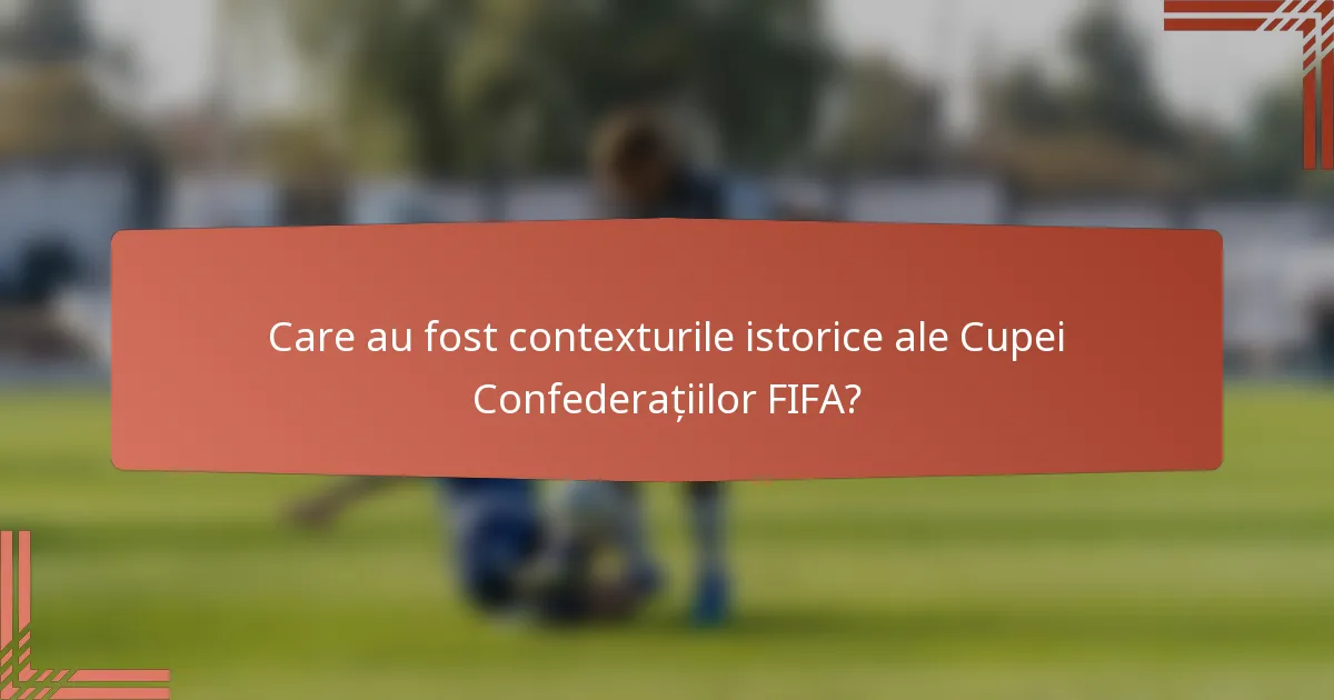 Care au fost contexturile istorice ale Cupei Confederațiilor FIFA?
