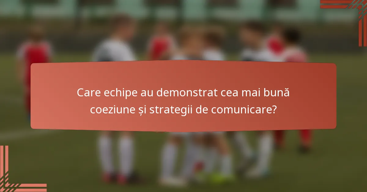 Care echipe au demonstrat cea mai bună coeziune și strategii de comunicare?