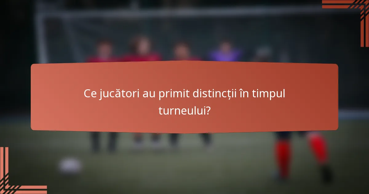 Ce jucători au primit distincții în timpul turneului?