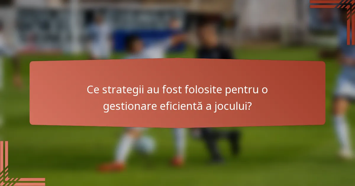 Ce strategii au fost folosite pentru o gestionare eficientă a jocului?