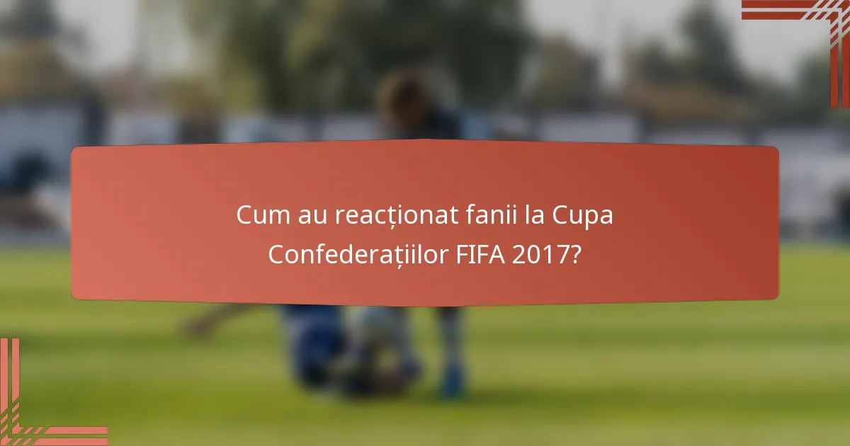 Cum au reacționat fanii la Cupa Confederațiilor FIFA 2017?