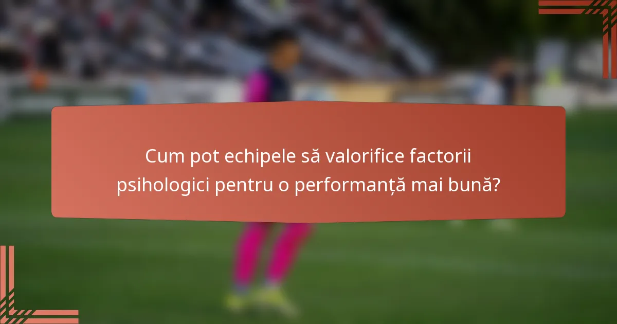 Cum pot echipele să valorifice factorii psihologici pentru o performanță mai bună?